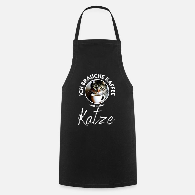 Katze Katzen Kaffee - Kochschürze - Schwarz