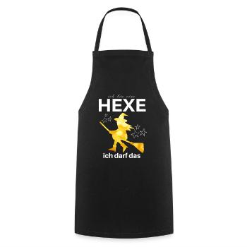 Ich bin eine HEXE ich darf das - Kochschürze - Schwarz - Vorne - AI Model Male 185 dark (185cm)