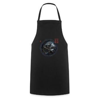 Boardgame Shirt, Board Game, Angry Monkey Axeman - Cooking Apron - black - Front - AI Model Male 185 dark (185cm)