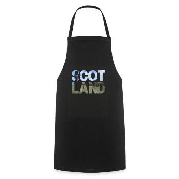 Schottland Tartan Schriftzug Dudelsack Highlands - Kochschürze - Schwarz - Vorne - AI Model Male 185 dark (185cm)