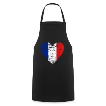 Drapeau France Vintage Occasion Look Coeur Amour FR - Tablier de cuisine - noir - Devant - AI Model Male 185 dark (185cm)