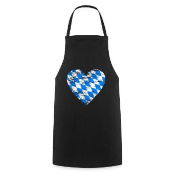 Drapeau de Bavière Coeur Vintage Used Look - Tablier de cuisine - noir - Devant - AI Model Male 185 dark (185cm)