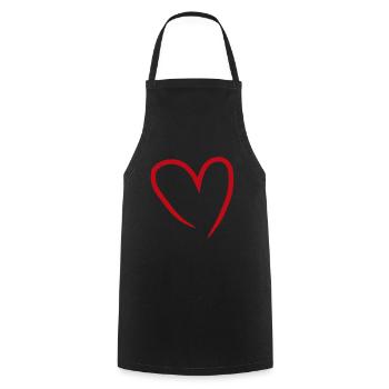 Heart Red - Cooking Apron - black - Front - AI Model Male 185 dark (185cm)