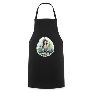 Young woman meditating - Cooking Apron - black - Front - AI Model Male 185 dark (185cm)
