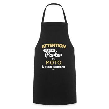 Attention je peux parler de moto à tout moment - Tablier de cuisine - noir - Devant - AI Model Male 185 dark (185cm)
