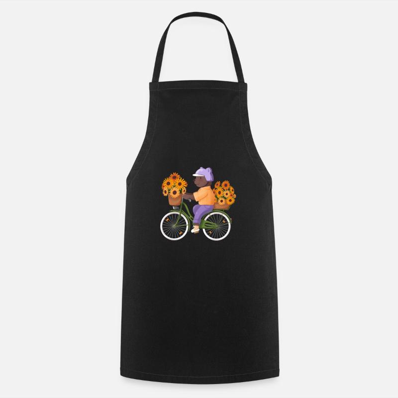 Ours fleur sur le vélo - Tablier de cuisine - noir