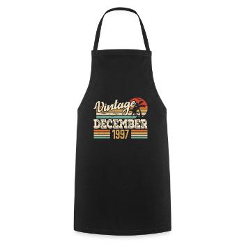 Cadeau D'anniversaire Décembre 1997 Vintage Rétro - Tablier de cuisine - noir - Devant - AI Model Male 185 dark (185cm)