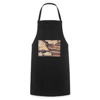 Ship No. 4 - Cooking Apron - black - Front - AI Model Male 185 dark (185cm)