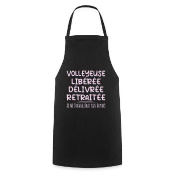 Volleyball player celebrates her retirement with humor gift - Cooking Apron - black - Front - AI Model Male 185 dark (185cm)