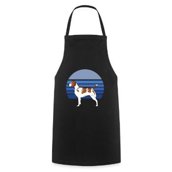 Brittany Dog Blue Retro - Cooking Apron - black - Front - AI Model Male 185 dark (185cm)