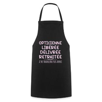 Optikerin feiert ihren Ruhestand mit humorvollem Geschenk - Kochschürze - Schwarz - Vorne - AI Model Male 185 dark (185cm)