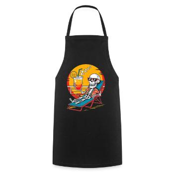Squelette Humour Été Croisière Vacances - Tablier de cuisine - noir - Devant - AI Model Male 185 dark (185cm)