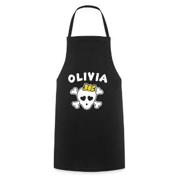 Pirate Olivia Design for Girls and Women - Cooking Apron - black - Front - AI Model Male 185 dark (185cm)