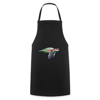 Sea turtle - Cooking Apron - black - Front - AI Model Male 185 dark (185cm)
