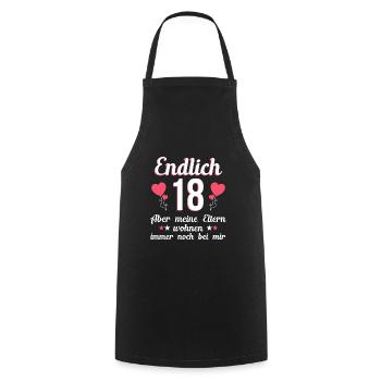 Enfin 18 mes parents habitent chez moi un cadeau - Tablier de cuisine - noir - Devant - AI Model Male 185 dark (185cm)