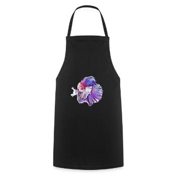 Fighting fish - Cooking Apron - black - Front - AI Model Male 185 dark (185cm)
