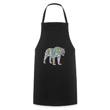 Saber tooth tiger - Cooking Apron - black - Front - AI Model Male 185 dark (185cm)