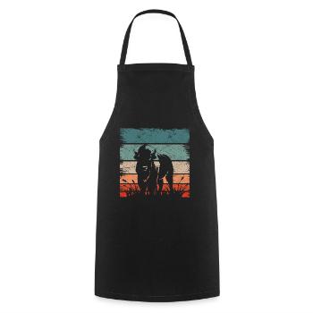 Retro Vintage Amerikanischer Bison Büffel - Kochschürze - Schwarz - Vorne - AI Model Male 185 dark (185cm)