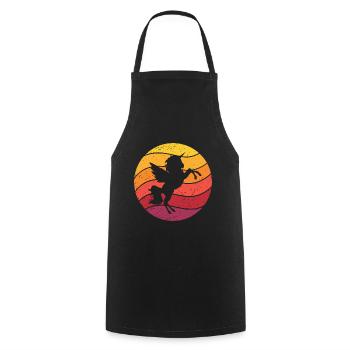 Einhorn Retro Style Vintage - Kochschürze - Schwarz - Vorne - AI Model Male 185 dark (185cm)
