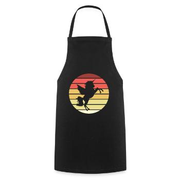 Einhorn Retro Style Vintage - Kochschürze - Schwarz - Vorne - AI Model Male 185 dark (185cm)
