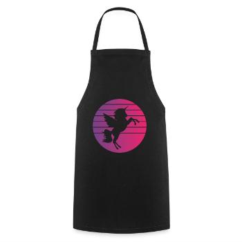 Einhorn Retro Style Vintage - Kochschürze - Schwarz - Vorne - AI Model Male 185 dark (185cm)