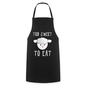 Sheep - TOO SWEET TO EAT - vegan fun4m3animal - Cooking Apron - black - Front - AI Model Male 185 dark (185cm)