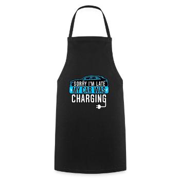 Electric Vehicle - Sorry I'm Late, My Car - Cooking Apron - black - Front - AI Model Male 185 dark (185cm)