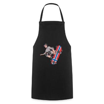 Skateboard Skater Norway Flag Nordic Oslo - Cooking Apron - black - Front - AI Model Male 185 dark (185cm)