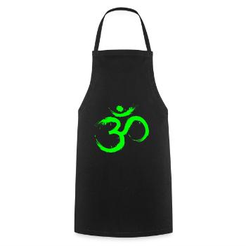 Om Design Symbol Meditation Befreiung Limone Grün - Kochschürze - Schwarz - Vorne - AI Model Male 185 dark (185cm)