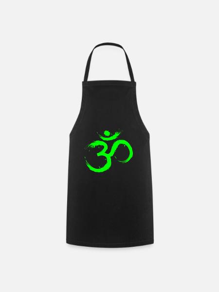 Symbole De Conception Om Méditation Libération Vert Citron - Tablier de cuisine - noir