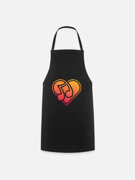 Herz mit Musiknote Ich liebe Musik - Kochschürze - Schwarz