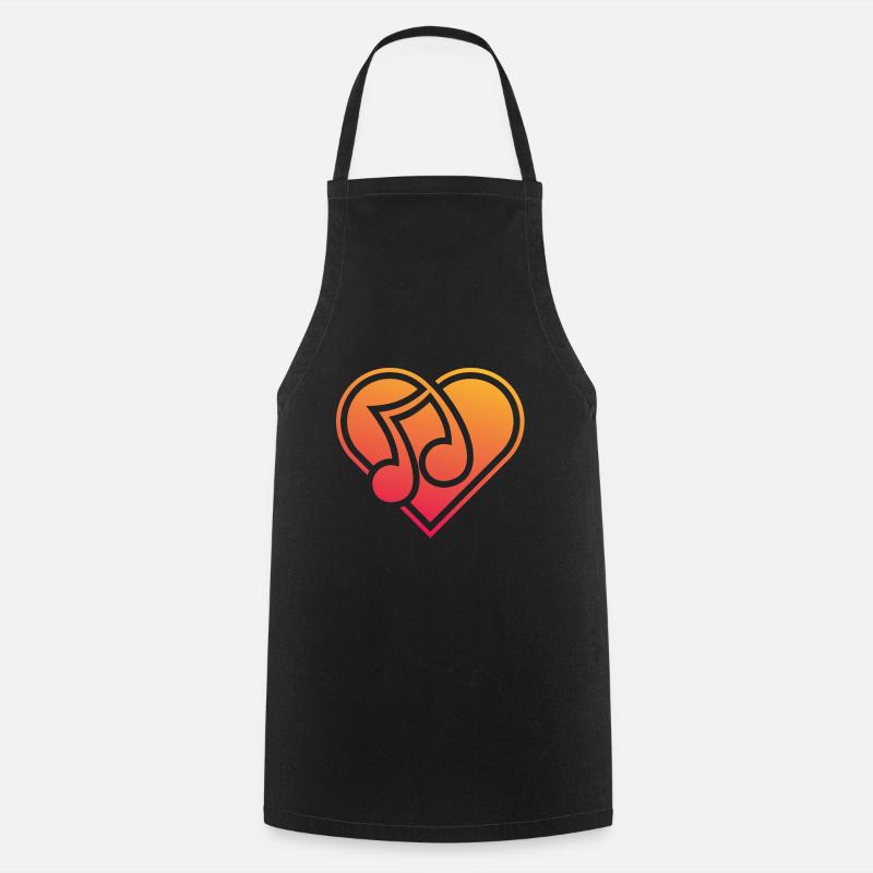 Herz mit Musiknote Ich liebe Musik - Kochschürze - Schwarz