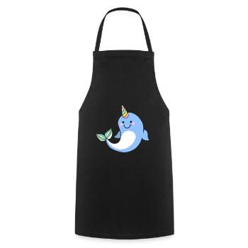 Kawaii narwhal unicorn - Cooking Apron - black - Front - AI Model Male 185 dark (185cm)