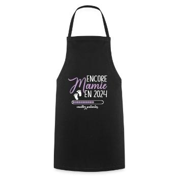 Encore Mamie 2024 Cadeau Future Grand Mère - Tablier de cuisine - noir - Devant - AI Model Male 185 dark (185cm)