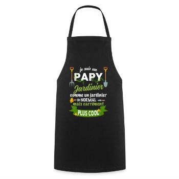 Papy jardinier, humour cadeau grand père - Tablier de cuisine - noir - Devant - AI Model Male 185 dark (185cm)