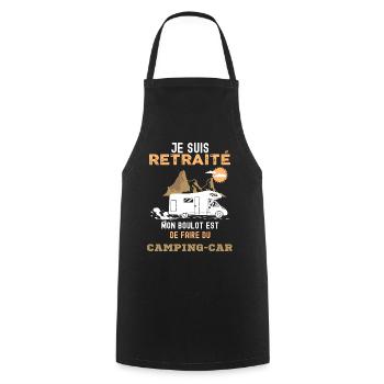 Camping-car retraité humour camping - Tablier de cuisine - noir - Devant - AI Model Male 185 dark (185cm)