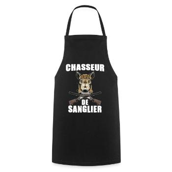 Chasseur De Sanglier Plaisir De la Chasse - Tablier de cuisine - noir - Devant - AI Model Male 185 dark (185cm)