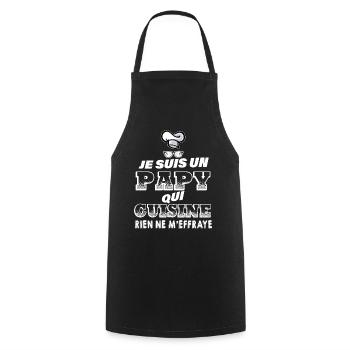 Mon Papy Aime Cuisiner Citation Marrante Papi - Tablier de cuisine - noir - Devant - AI Model Male 185 dark (185cm)