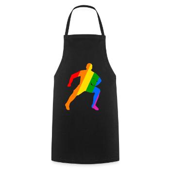 La puissance du rugby dans l’arc-en-ciel - Tablier de cuisine - noir - Devant - AI Model Male 185 dark (185cm)