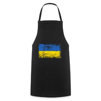 Ukraine Flag Vintage Kazantip Vacation Travel Kiev - Cooking Apron - black - Front - AI Model Male 185 dark (185cm)