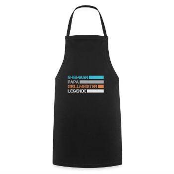 Ehemann - Papa - Grillmeister - Legende - Kochschürze - Schwarz - Vorne - AI Model Male 185 dark (185cm)