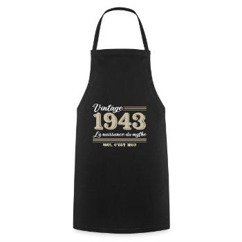 1943 année de naissance et cadeau d'anniversaire - Tablier de cuisine - noir - Devant - AI Model Male 185 dark (185cm)