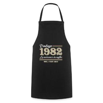 1982 année de naissance et cadeau d'anniversaire - Tablier de cuisine - noir - Devant - AI Model Male 185 dark (185cm)