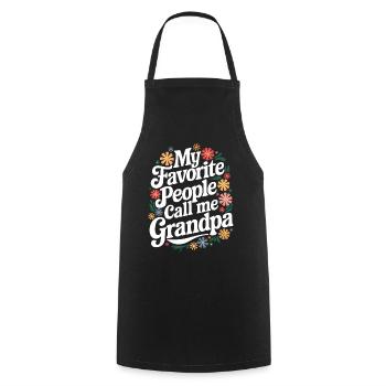Papy Grand-père Famille Fête des pères - Tablier de cuisine - noir - Devant - AI Model Male 185 dark (185cm)