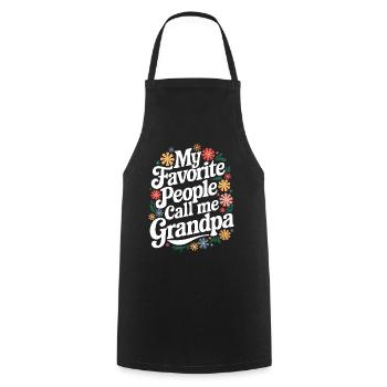 Papy Grand-père Famille Fête des pères - Tablier de cuisine - noir - Devant - AI Model Male 185 dark (185cm)