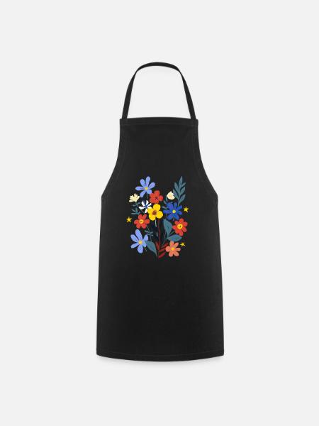 Flower Power - Kochschürze - Schwarz