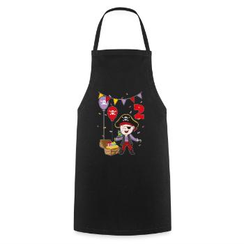 2 years pirate birthday kids fun gift - Cooking Apron - black - Front - AI Model Male 185 dark (185cm)