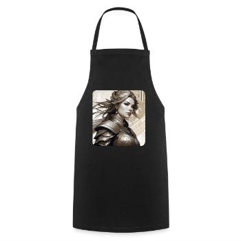 Fantasy Anime Girl Wikinger Germanen Mittelalter - Kochschürze - Schwarz - Vorne - AI Model Male 185 dark (185cm)