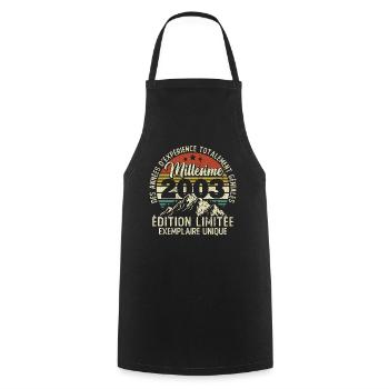 Vintage Cadeau D'anniversaire 2003, Millésime 2003 - Tablier de cuisine - noir - Devant - AI Model Male 185 dark (185cm)
