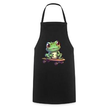 Frog on a skateboard - Cooking Apron - black - Front - AI Model Male 185 dark (185cm)